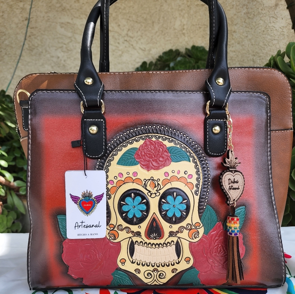 Sugar skull shoulder bag